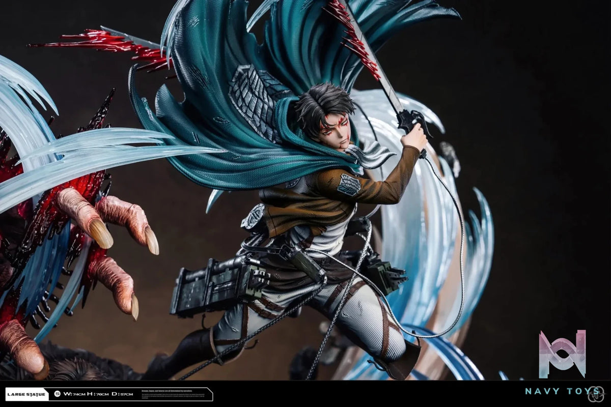 Hertz Studio - Attack on Titan 2.0 Ackerman Levi vs Zeke resin statue Navy Toys anime figure