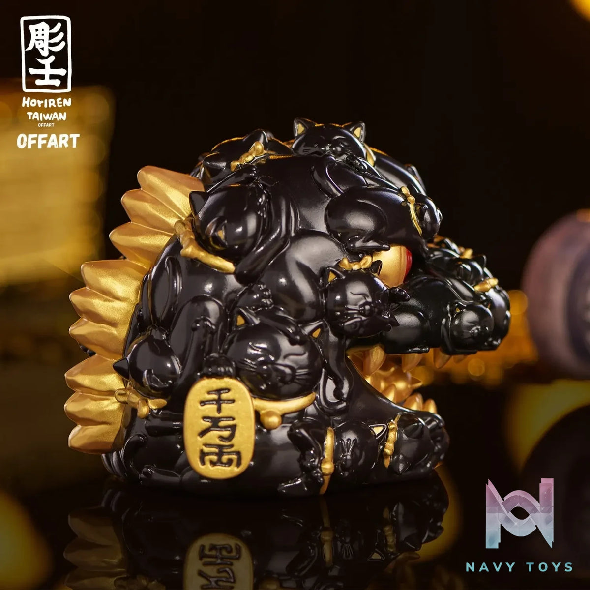 OFFART & A Ren – OFFART X Horiren Red Flame Hundred Cats Mini – Black Gold Bust (Licensed)
