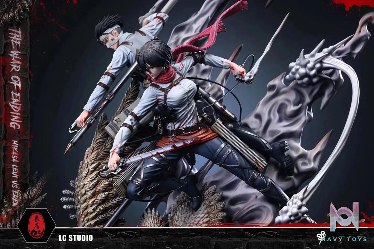 LC Studio - Attack on Titan Mikasa & Levi VS The Founding Titan resin statue Navy Toys anime figure