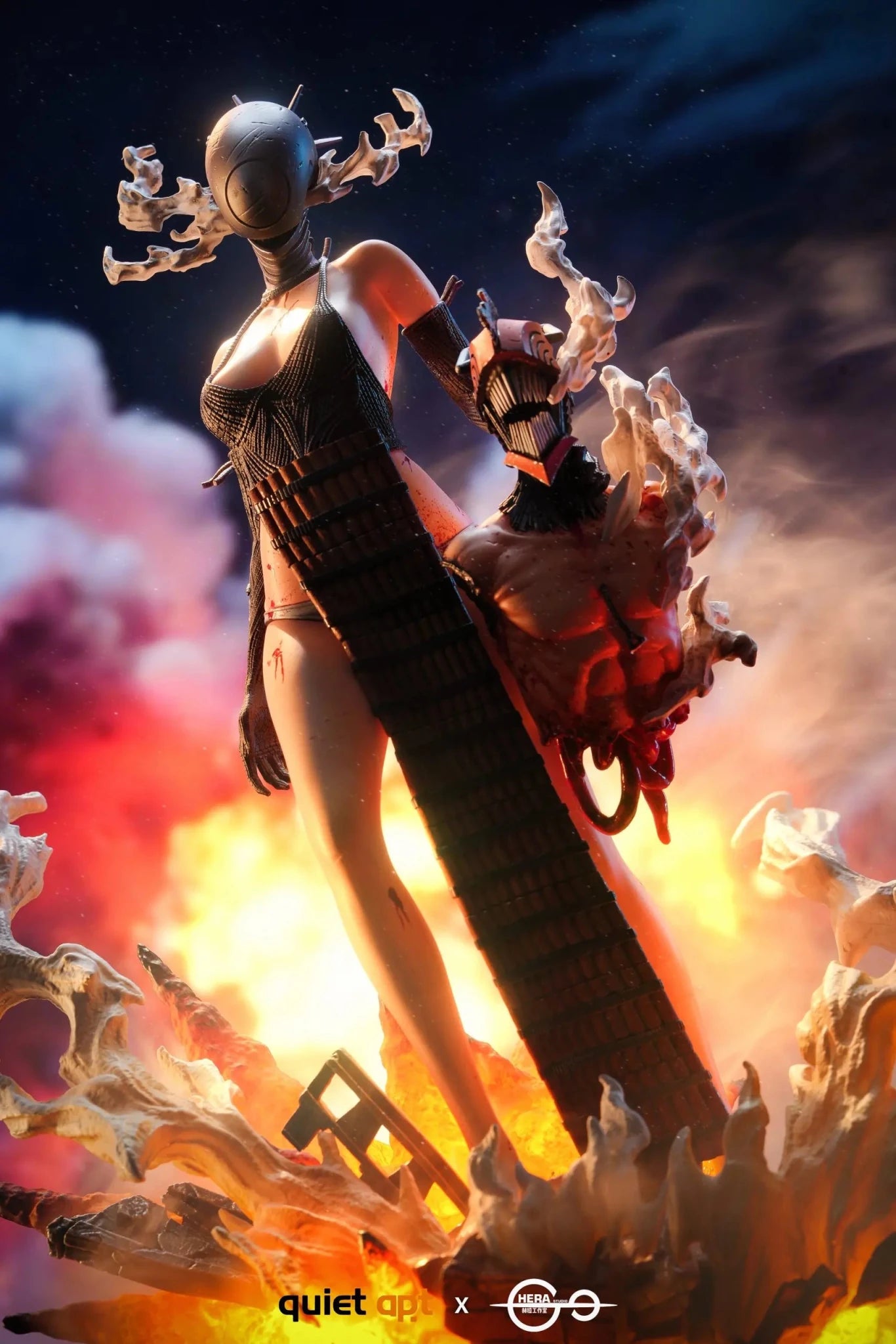 QuietArt Studio & Hera Studio - Chainsaw Man Bomb Demon Bom & Reze & Kiss Busts resin statue Navy Toys anime figure