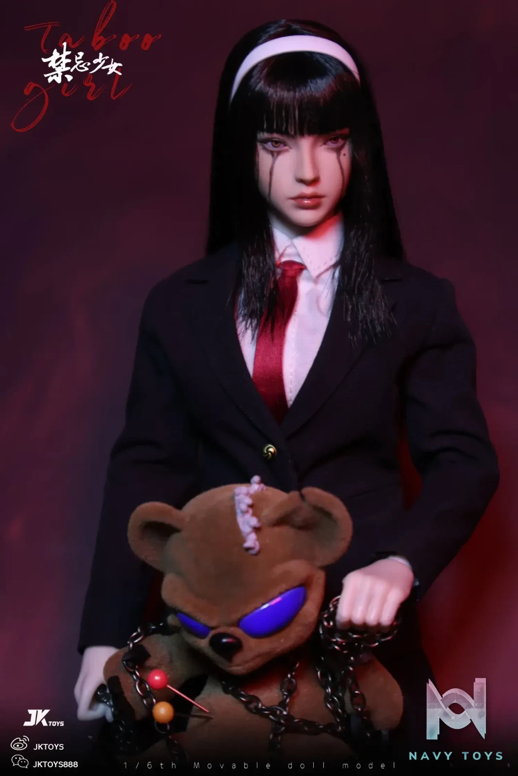 JKTOYS – Tomie 1/6 Taboo girl Tomie cosplay version Movable Eye Double Headed Sculpture Configuration K-005