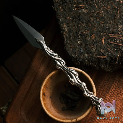Raven Studio (silver jewelry) – Original “Mountain Bone” Damascus Tea Knife Original