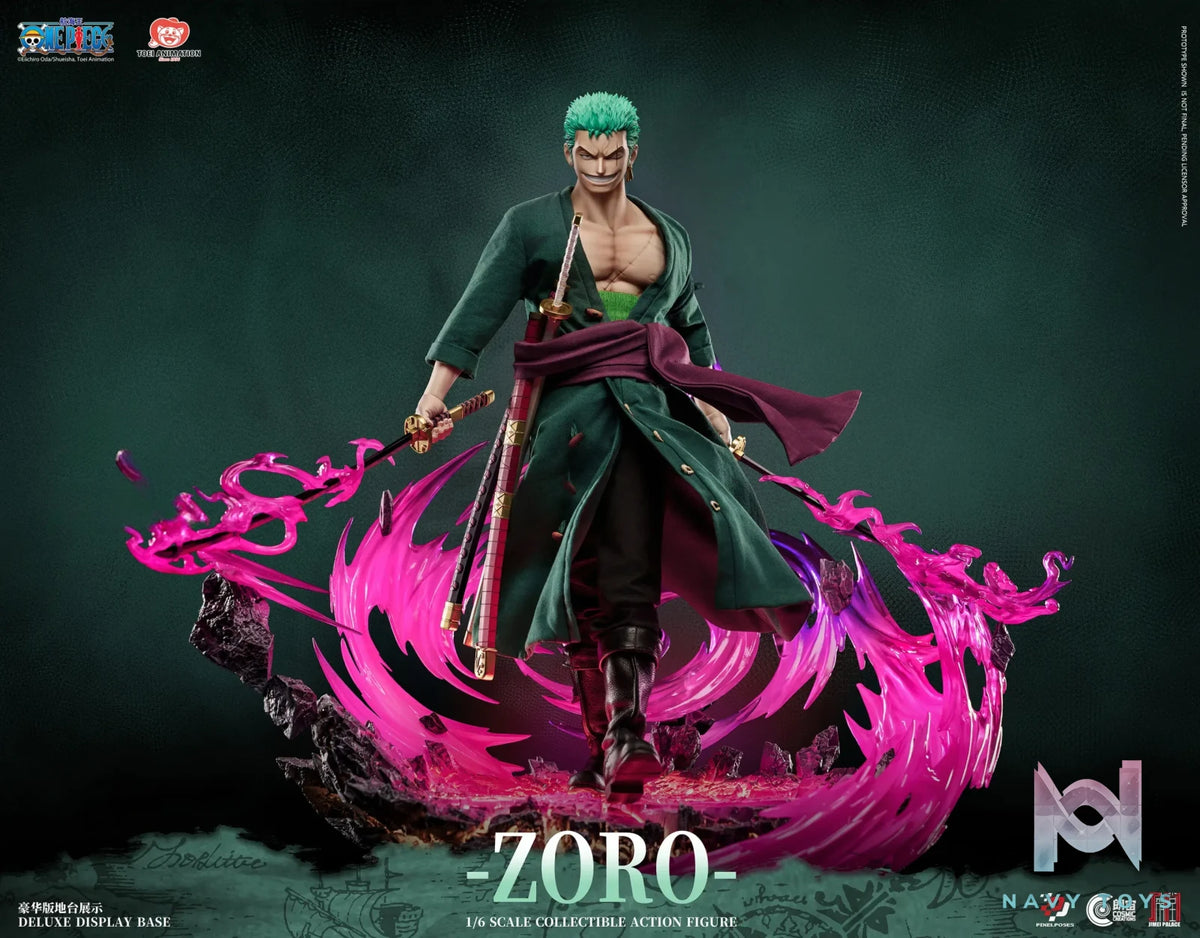 Pixel Poses X Cosmic Creations X JIMEI PALACE Studio – ONE PIECE Roronoa Zoro 1/6 Scale Platinum Silicone Action Figure (Licensed)