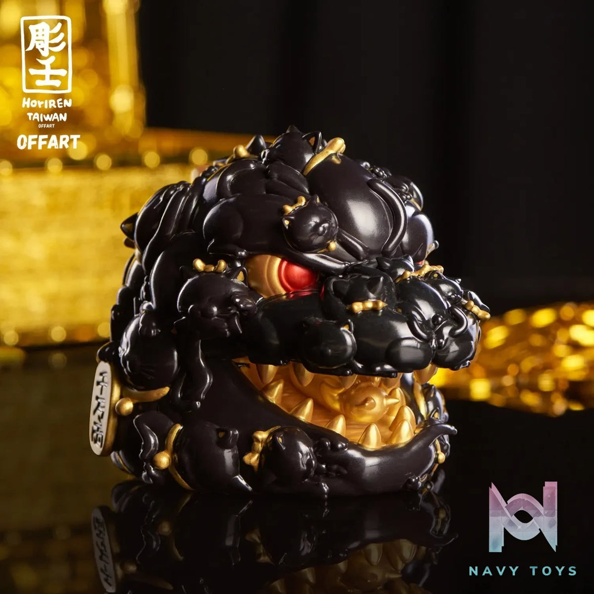 OFFART & A Ren – OFFART X Horiren Red Flame Hundred Cats Mini – Black Gold Bust (Licensed)