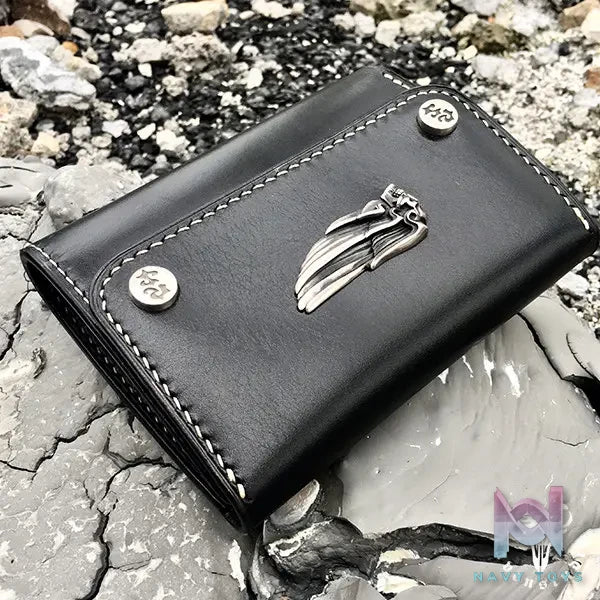 Raven Studio (silver jewelry) – Highway Angel Short Black Vegetable-Tanned Cowhide Wallet Original
