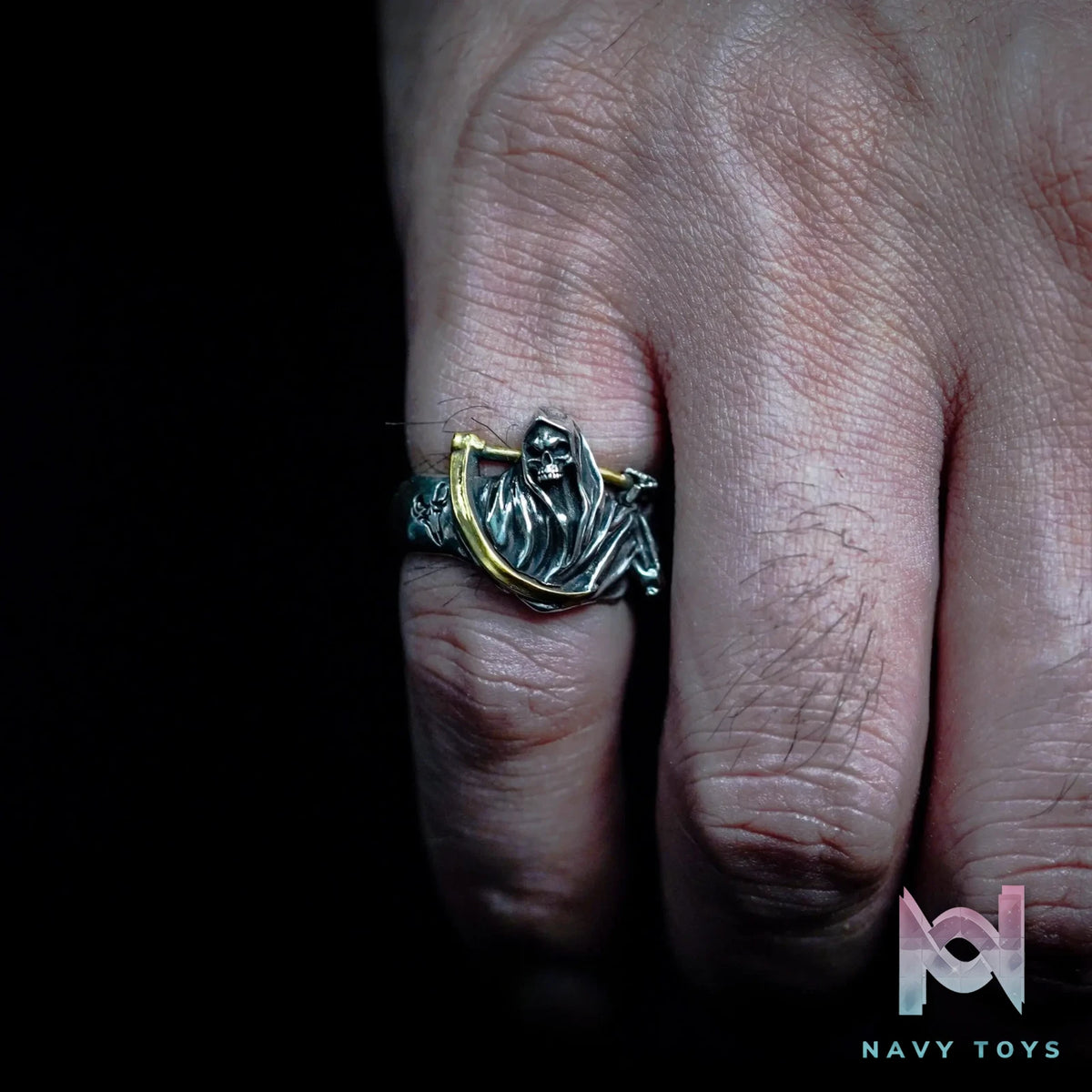 Raven Studio (silver jewelry) – Exclusive Dark Style Harvest Gothic Reaper Handmade Pinky Ring Original