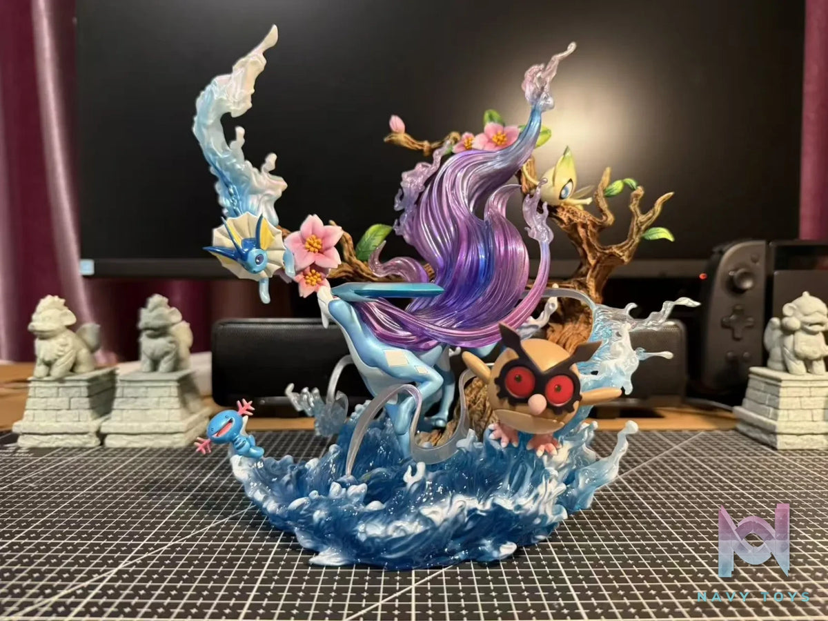 Mimi Studio - Suicune, Vaporeon, Celebi, Wooper, Hoothoot Pokémon resin statue Navy Toys anime figure