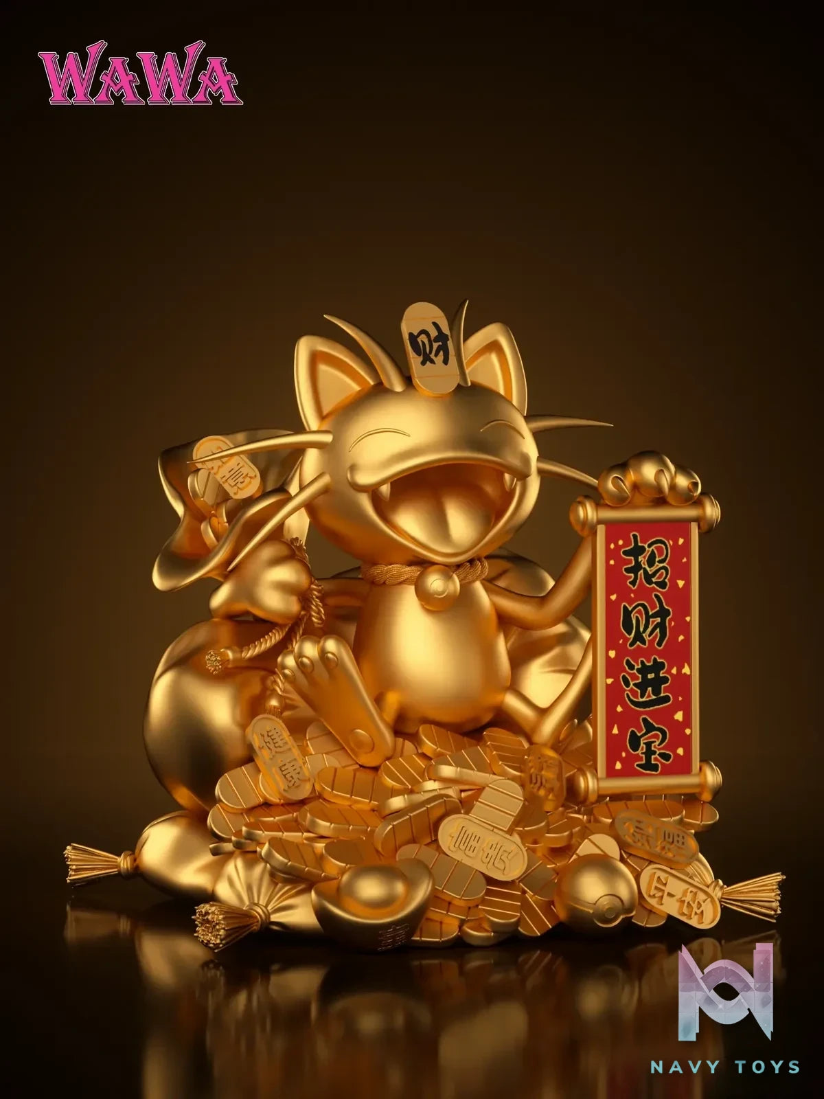 WAWA Studio - Pokémon Fortune Series Meowth 2.0 resin statue Navy Toys anime figure