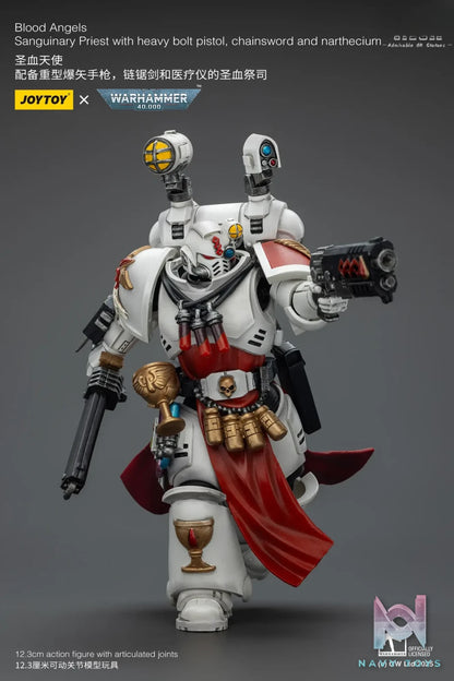 JOYTOY – 1/18 Blood Angels Sanguinary Priest with heavy bolt pistol, chainsword and narthecium JT1789 (Licensed)