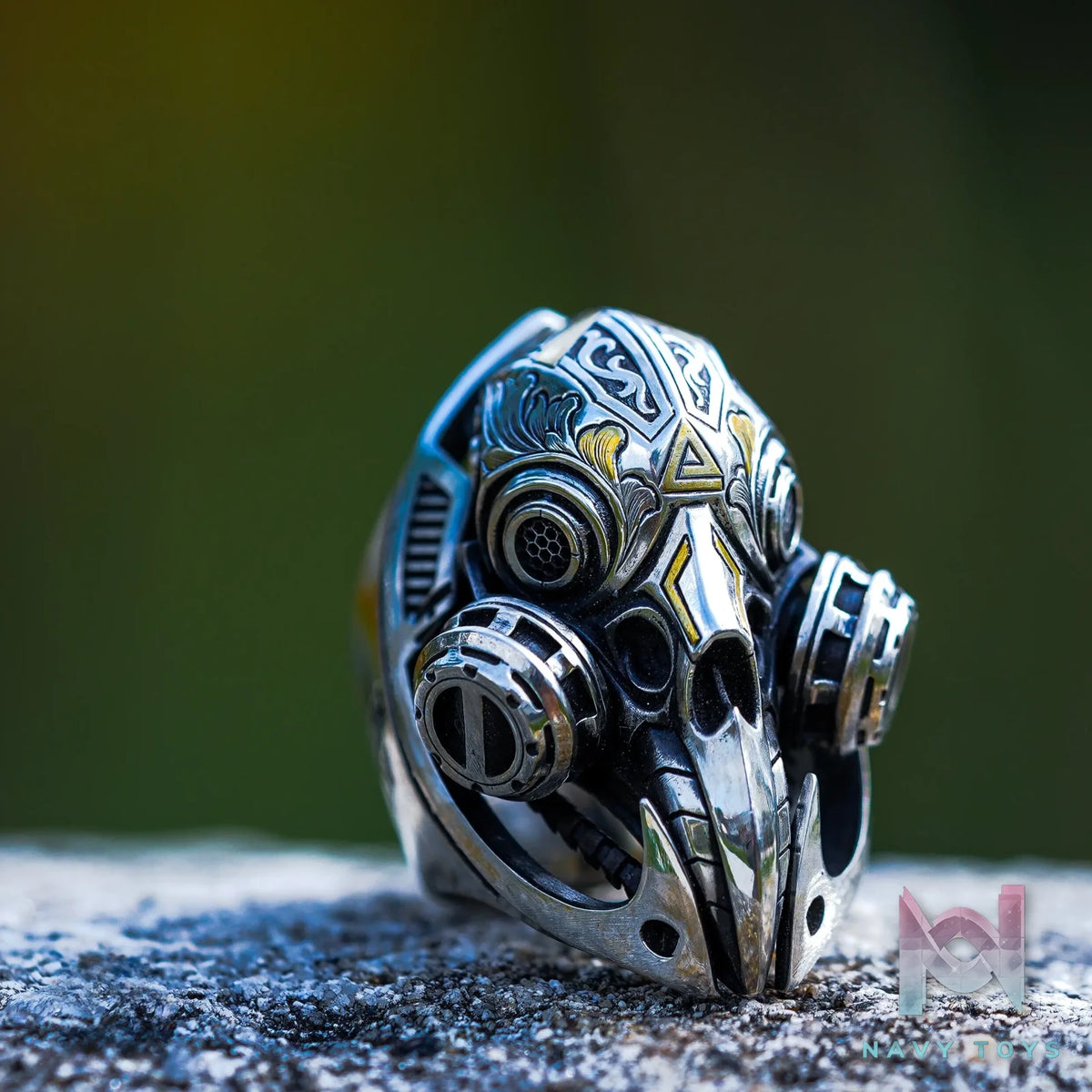 Raven Studio (silver jewelry) – Original Exclusive “Eclipse” Steampunk Cyberpunk Mechanical Raven Ring