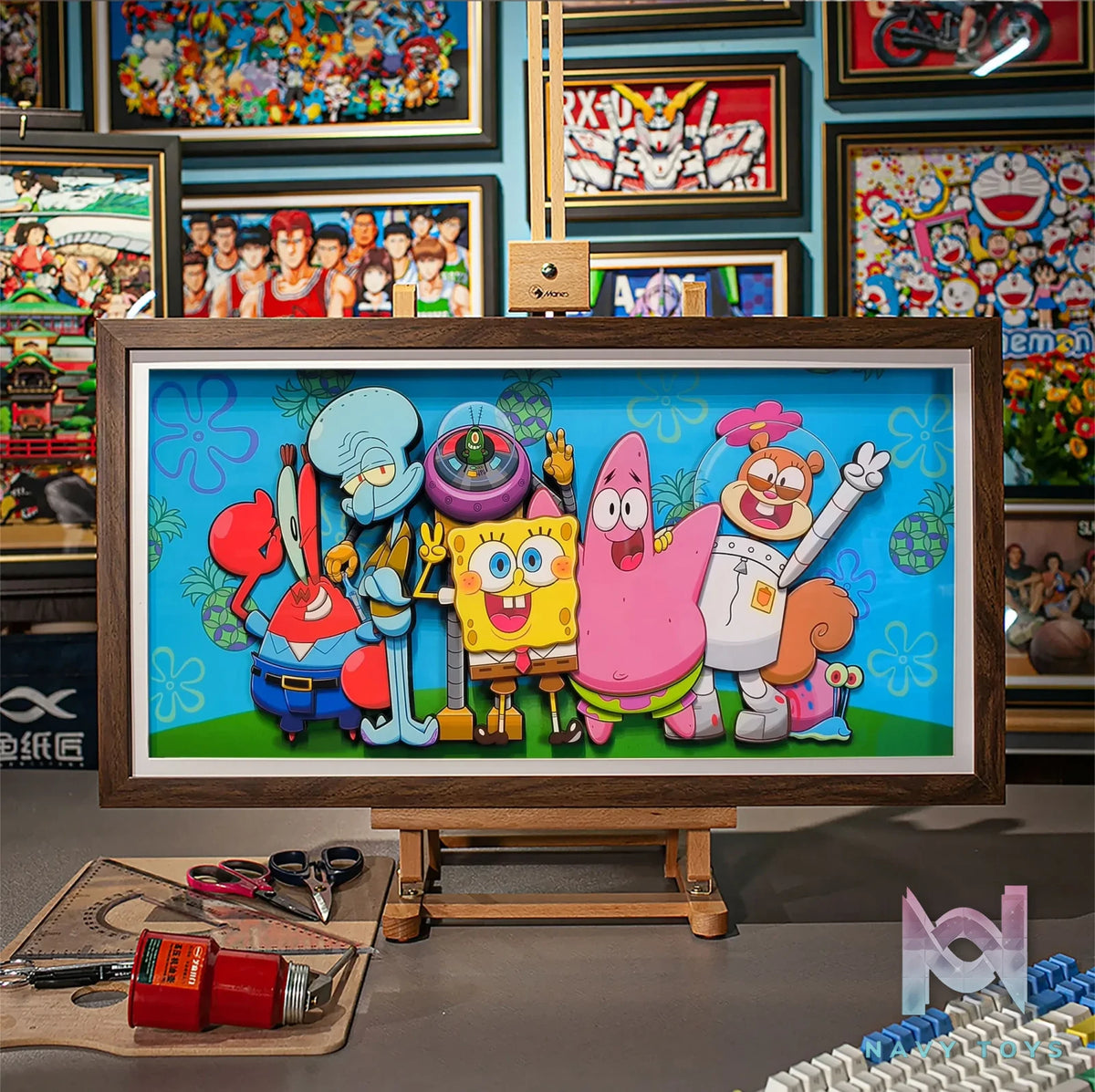Yu Zhi Jiang Studio – SpongeBob SquarePants Multiple Characters Series #1 3D Decorative Painting SpongeBob SquarePants