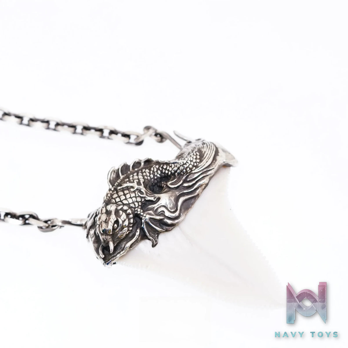 Raven Studio (silver jewelry) – Original Exclusive Custom Koi Fish Shark Bezel‑Set Pendant Original