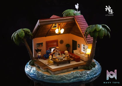 Shen Yin Studio - Dragon Ball Food Series Kame House is open for dinner Son Goku & Master Roshi & Launch & Kuririn resin statue Navy Toys anime figure