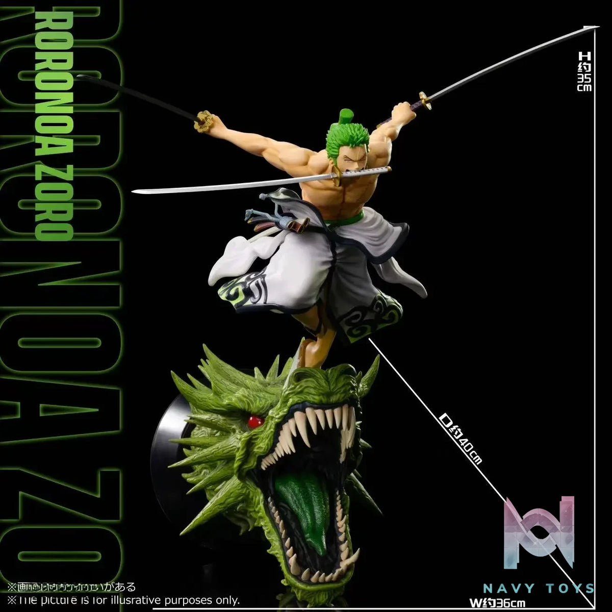 Espada Art Studio – One Piece Roronoa Zoro Wano Arc Three-Sword Style 1/8 Scale Wall Statue (Licensed)