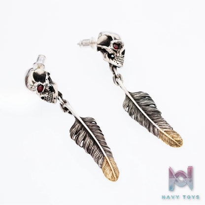 Raven Studio (silver jewelry) – Original RS Skull Feather Earrings Original