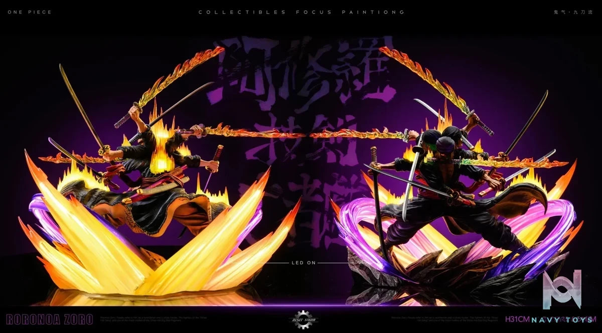 Reset Studio - One Piece Asura Draw Sword Dance of the Dead Zoro of the Demon Aura Nine Sword Style resin statue Navy Toys anime figure