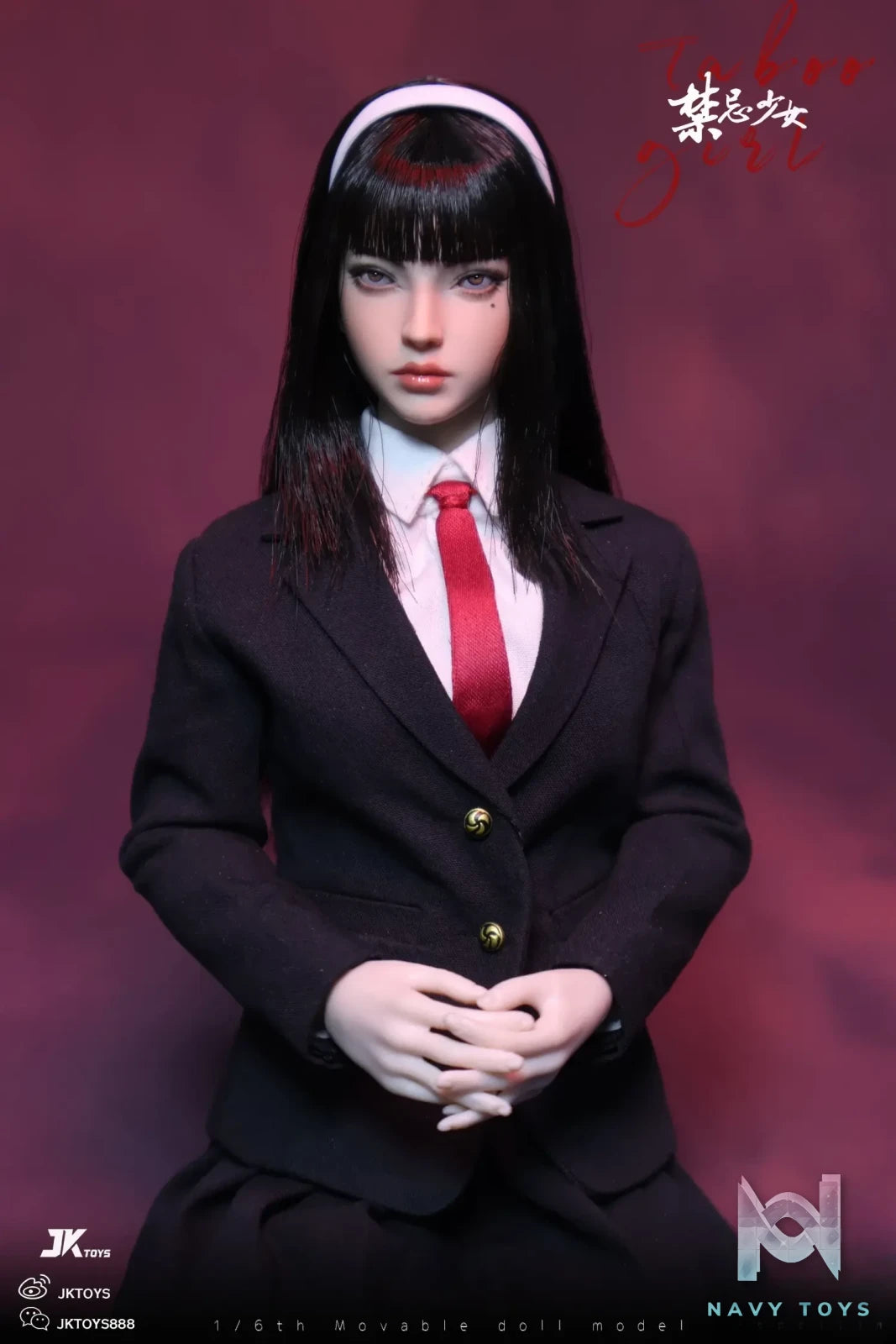 JKTOYS – Tomie 1/6 Taboo girl Tomie cosplay version Movable Eye Double Headed Sculpture Configuration K-005