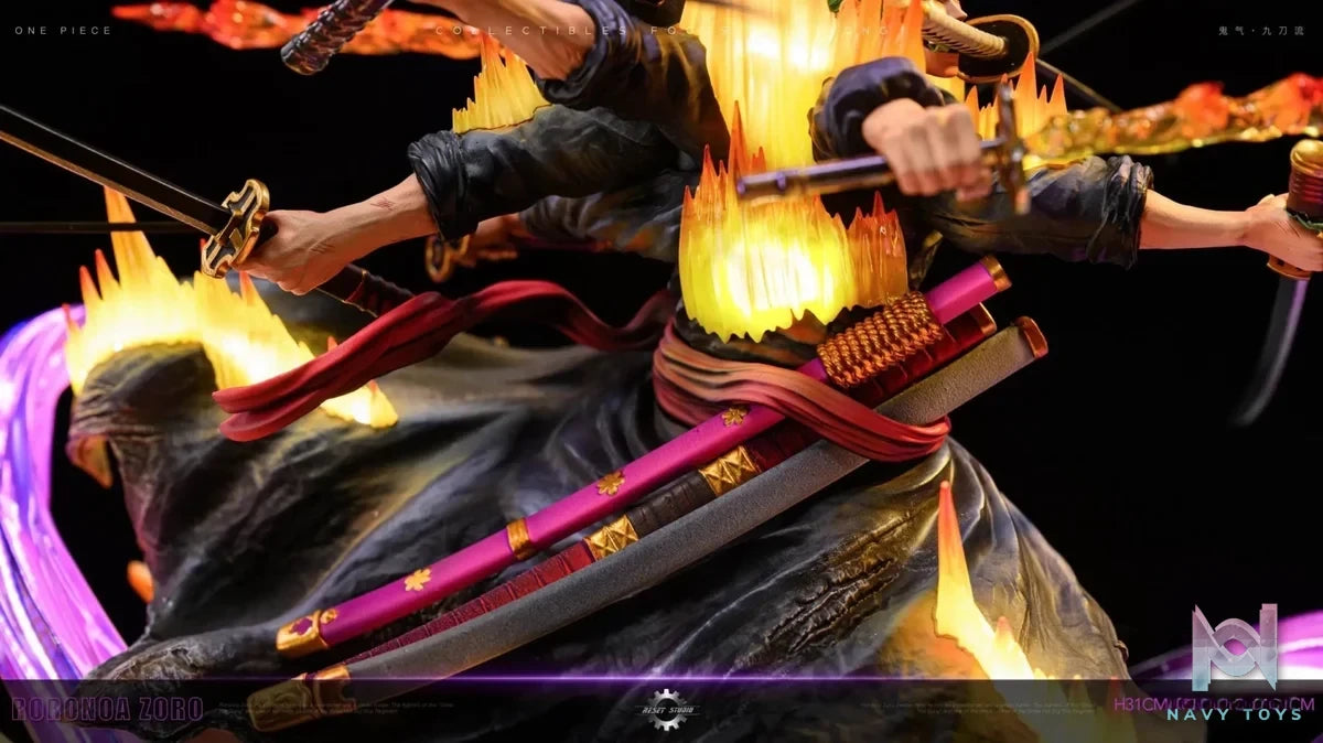 Reset Studio - One Piece Asura Draw Sword Dance of the Dead Zoro of the Demon Aura Nine Sword Style resin statue Navy Toys anime figure