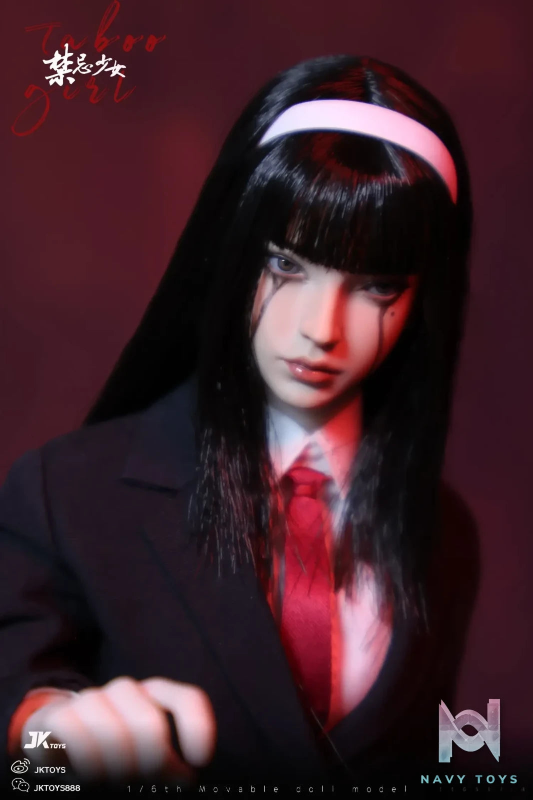 JKTOYS – Tomie 1/6 Taboo girl Tomie cosplay version Movable Eye Double Headed Sculpture Configuration K-005
