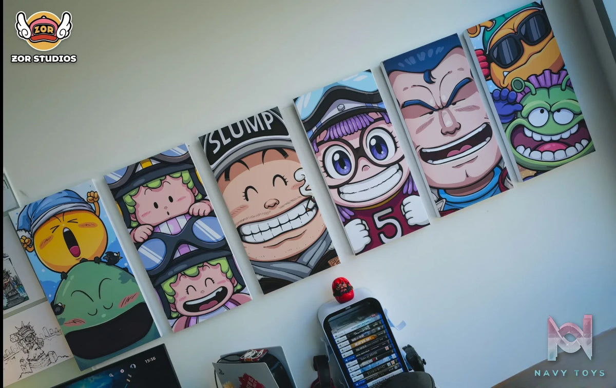 ZOR Studio – Dr. Slump Hand Painted Art Poster Penguin Village Smiley Squad