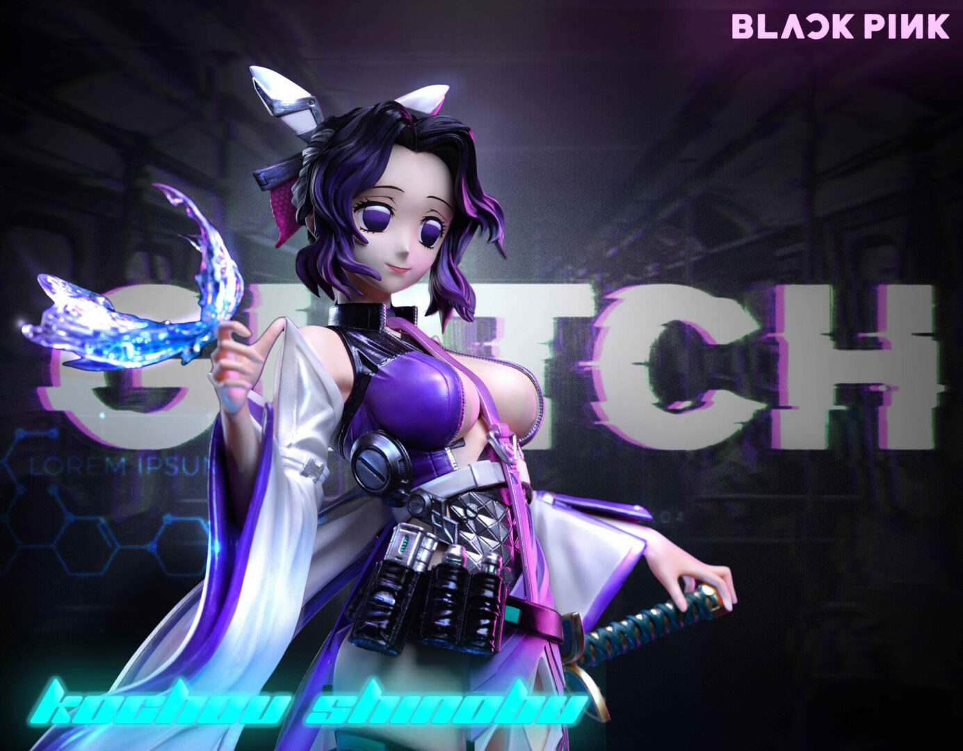 Cyber Punk Kocho Shinobu - Black Pink Studio resin statue black pink studio anime figure
