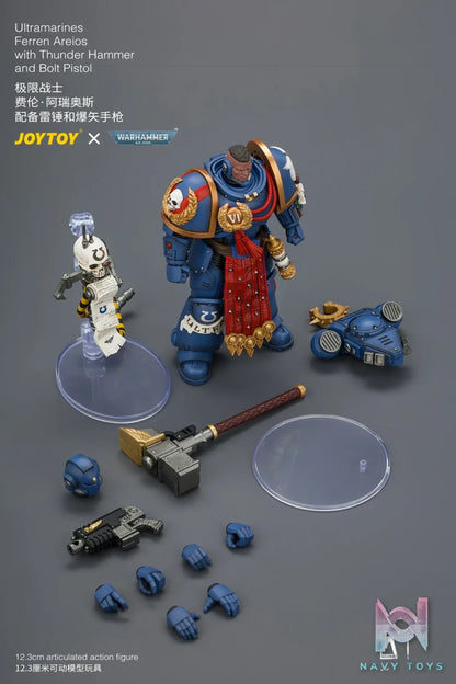 JOYTOY – Ultramarines Ferren Areios with Thunder Hammer and Bolt Pistol JT04889 (Licensed)