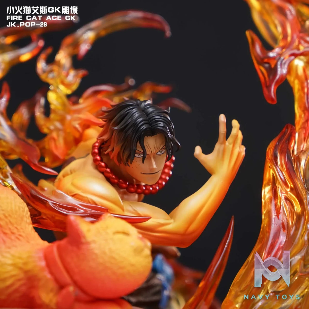 Jacksdo Studio – One Piece Portgas D. Ace Statue & Flame Kitten Cell Phone Holder
