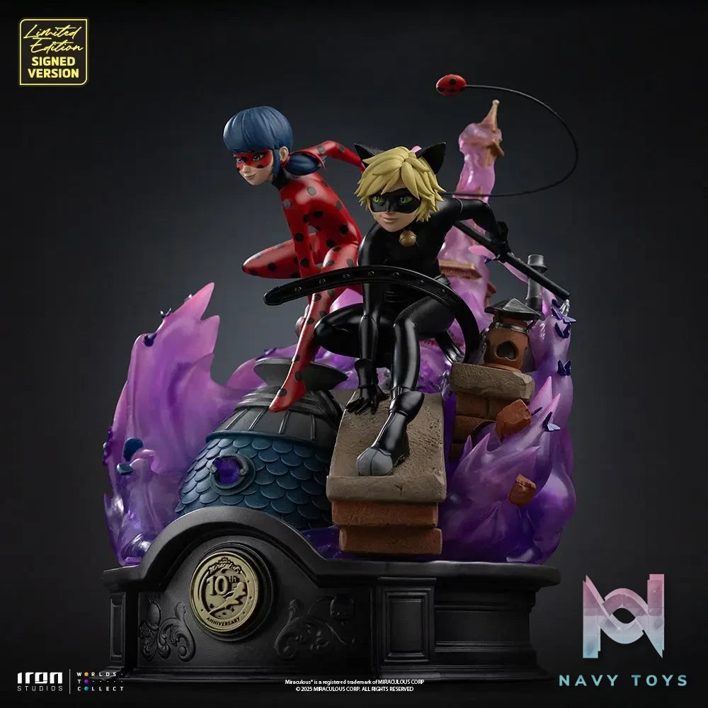 Iron Studio – Lady Bug and Cat Noir Miraculous 10th Anniversary Signed Edition – Deluxe Art Scale 1/10 Statue (Licensed)
