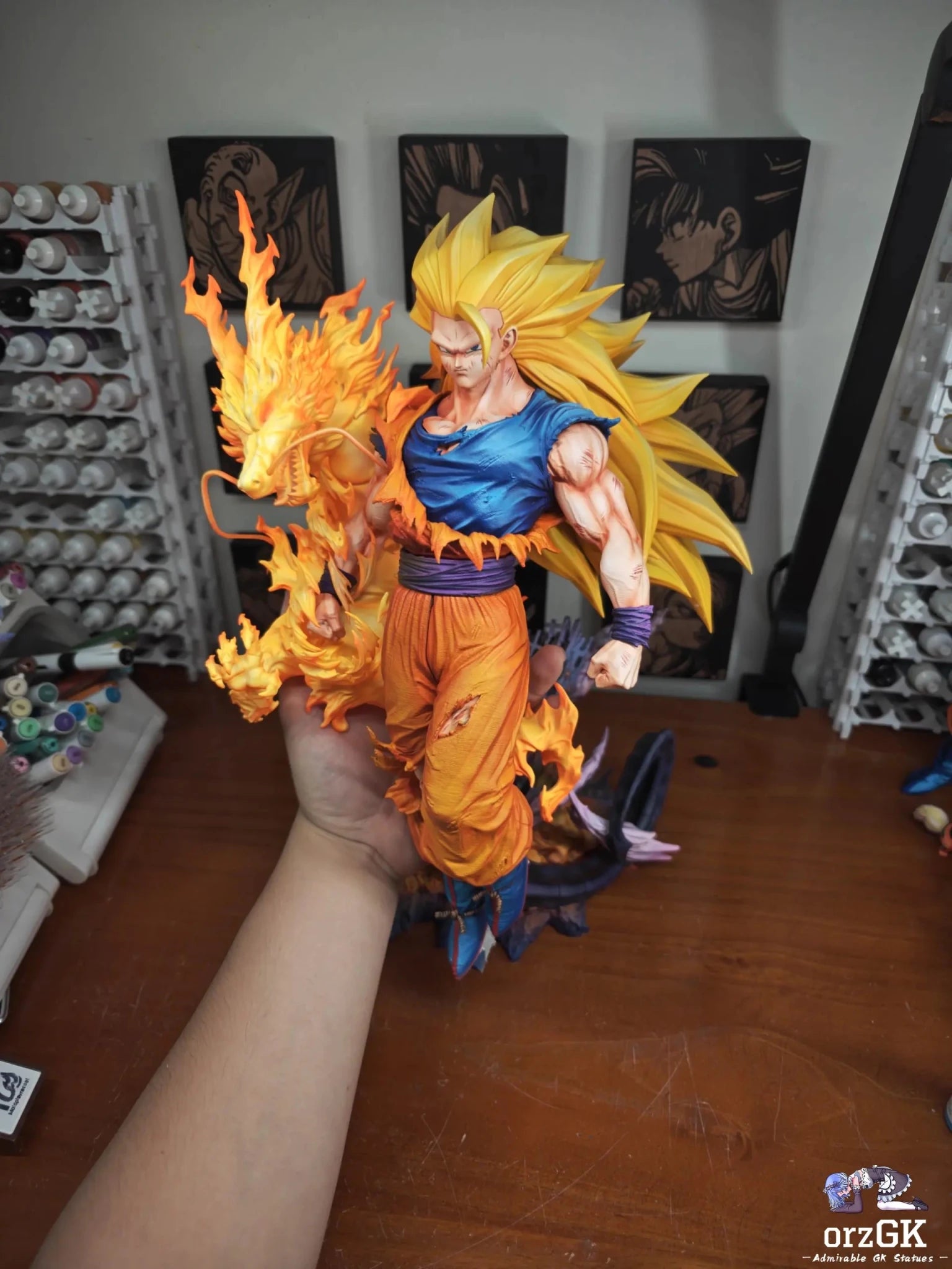 FXW Studio - Super Saiyan 3 Goku Dragon Ball resin statue Navy Toys anime figure