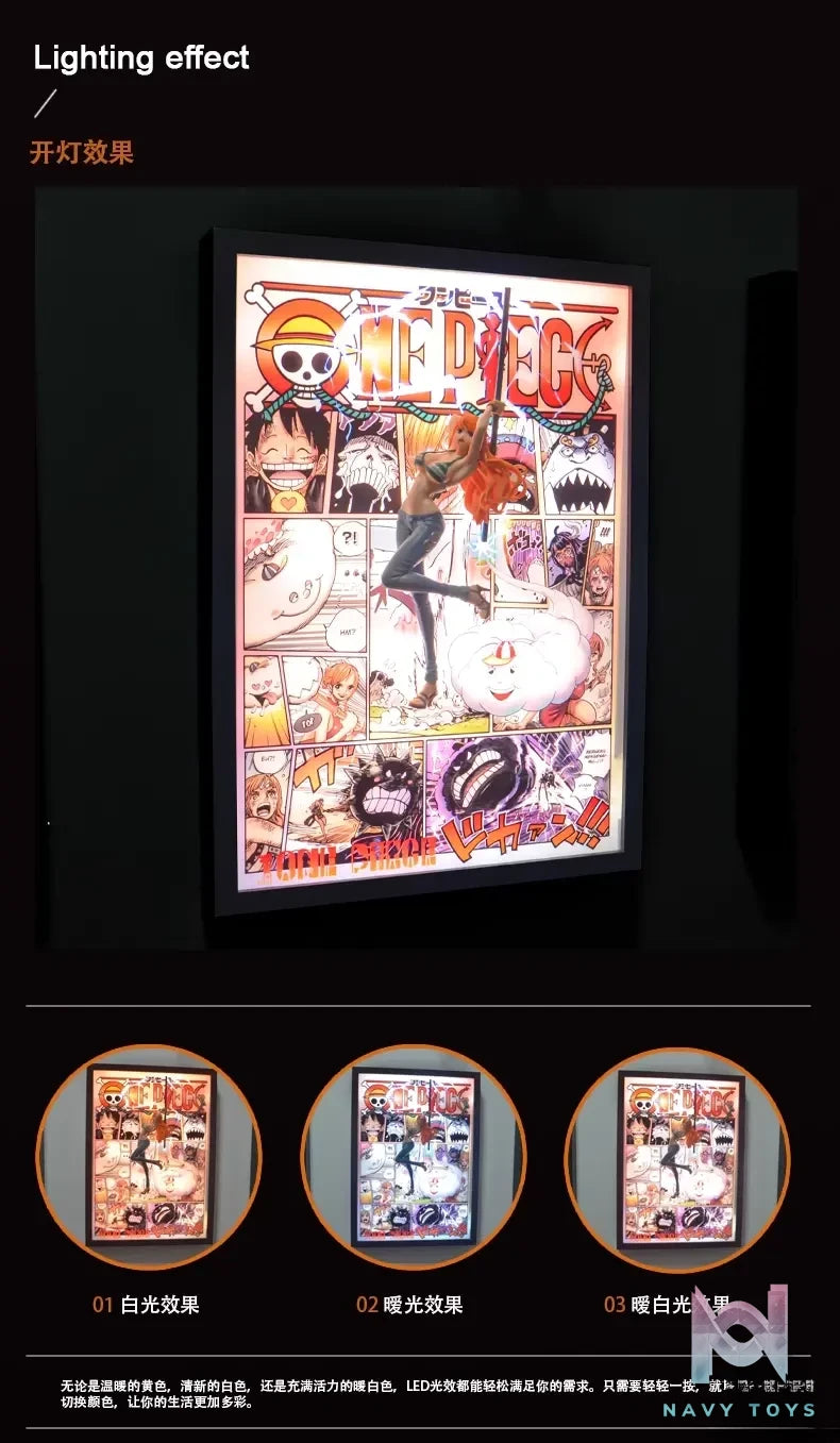 Time tree Studio – One Piece Zoro & Luffy & Sanji & Ace & Nami & Hancock & Law Decorative 3D Stereoscopic Painting