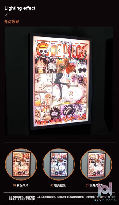 Time tree Studio – One Piece Zoro & Luffy & Sanji & Ace & Nami & Hancock & Law Decorative 3D Stereoscopic Painting
