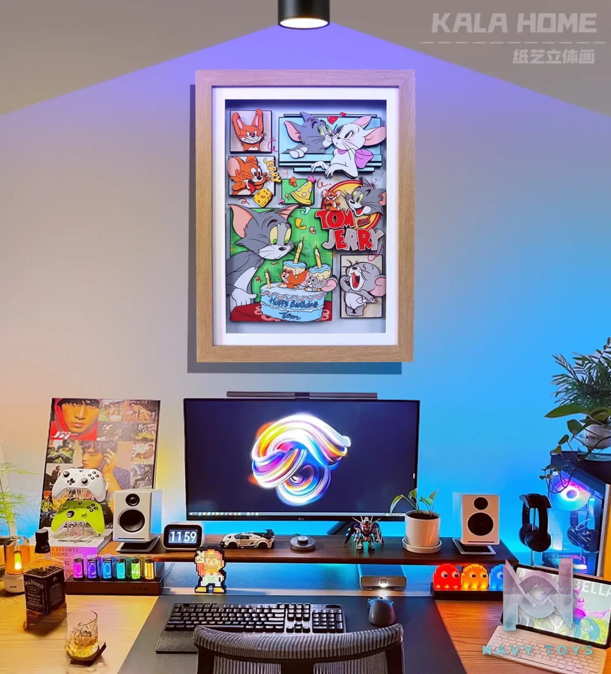 KALA HOME Studio – Tom and Jerry Multiple Characters 3D Decorative Painting Tom and Jerry