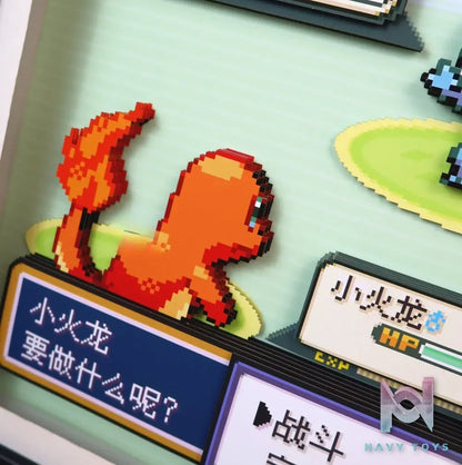 KALA HOME Studio – Charmander vs Squirtle Pokémon Pixel Art 3D Decorative Painting Pokémon