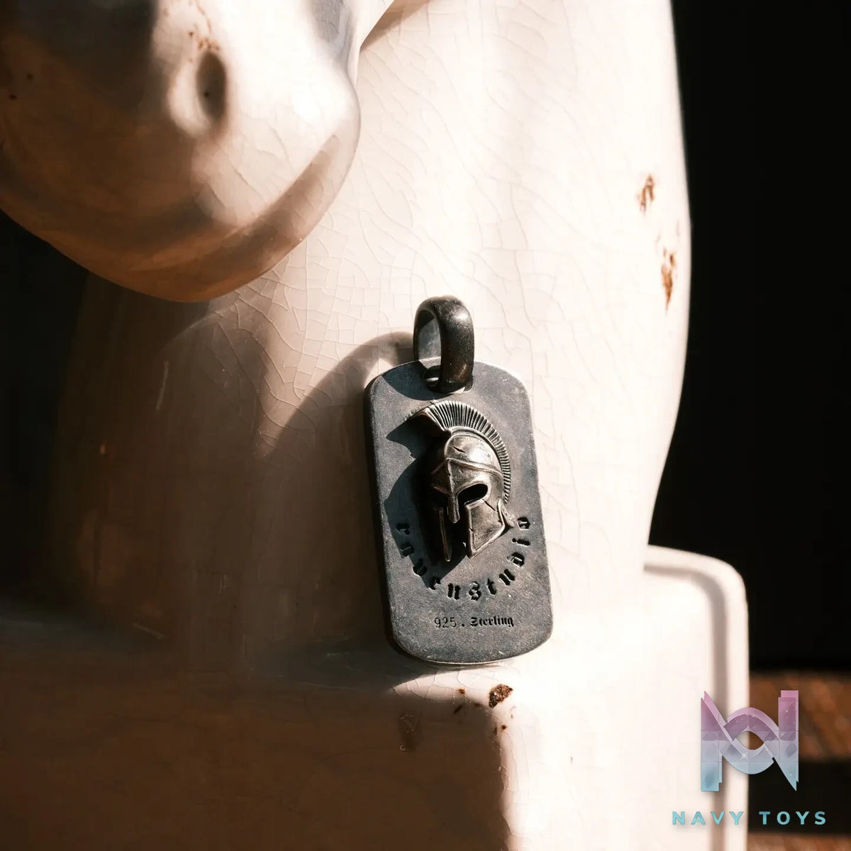 Raven Studio (silver jewelry) – Original Classical Style “Spartan” Helmet Dog Tag Pendant Original