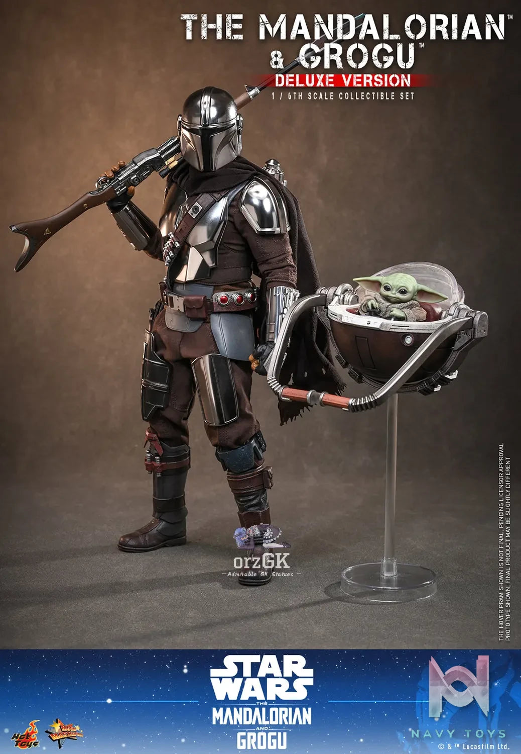 Hottoys – Star Wars: The Mandalorian X Grogu The Mandalorian and Grogu 1/6th scale Collectible Set MMS871 MMS872 (Licensed)