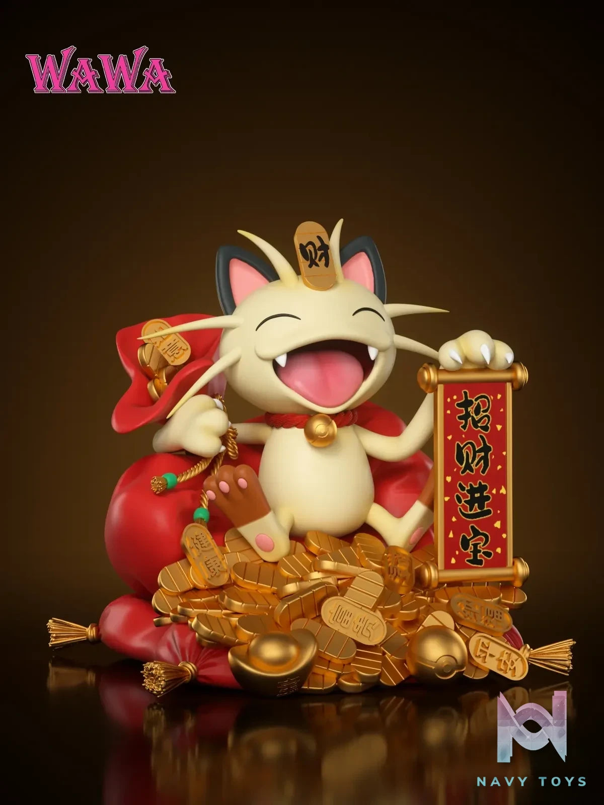 WAWA Studio - Pokémon Fortune Series Meowth 2.0 resin statue Navy Toys anime figure