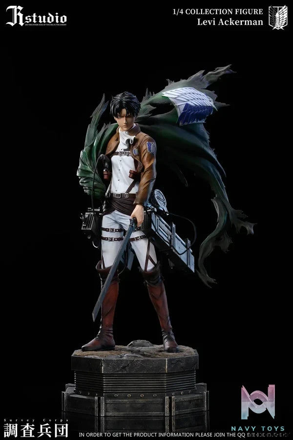JR Studio - Attack on Titan Levi Ackerman & Erwin Smith resin statue Navy Toys anime figure