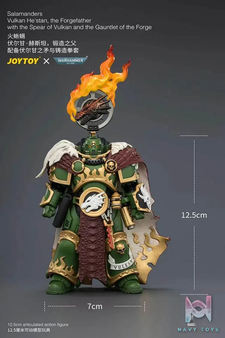JOYTOY – Salamanders Vulkan He’stan,the Forgefather with the Spear of Vulkan and the Gauntlet of the Forge JT04438 (Licensed)