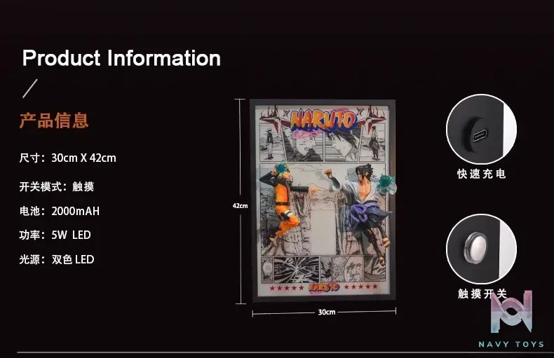 Time tree Studio – Naruto Uchiha Sasuke & Uzumaki Naruto Decorative 3D Stereoscopic Painting