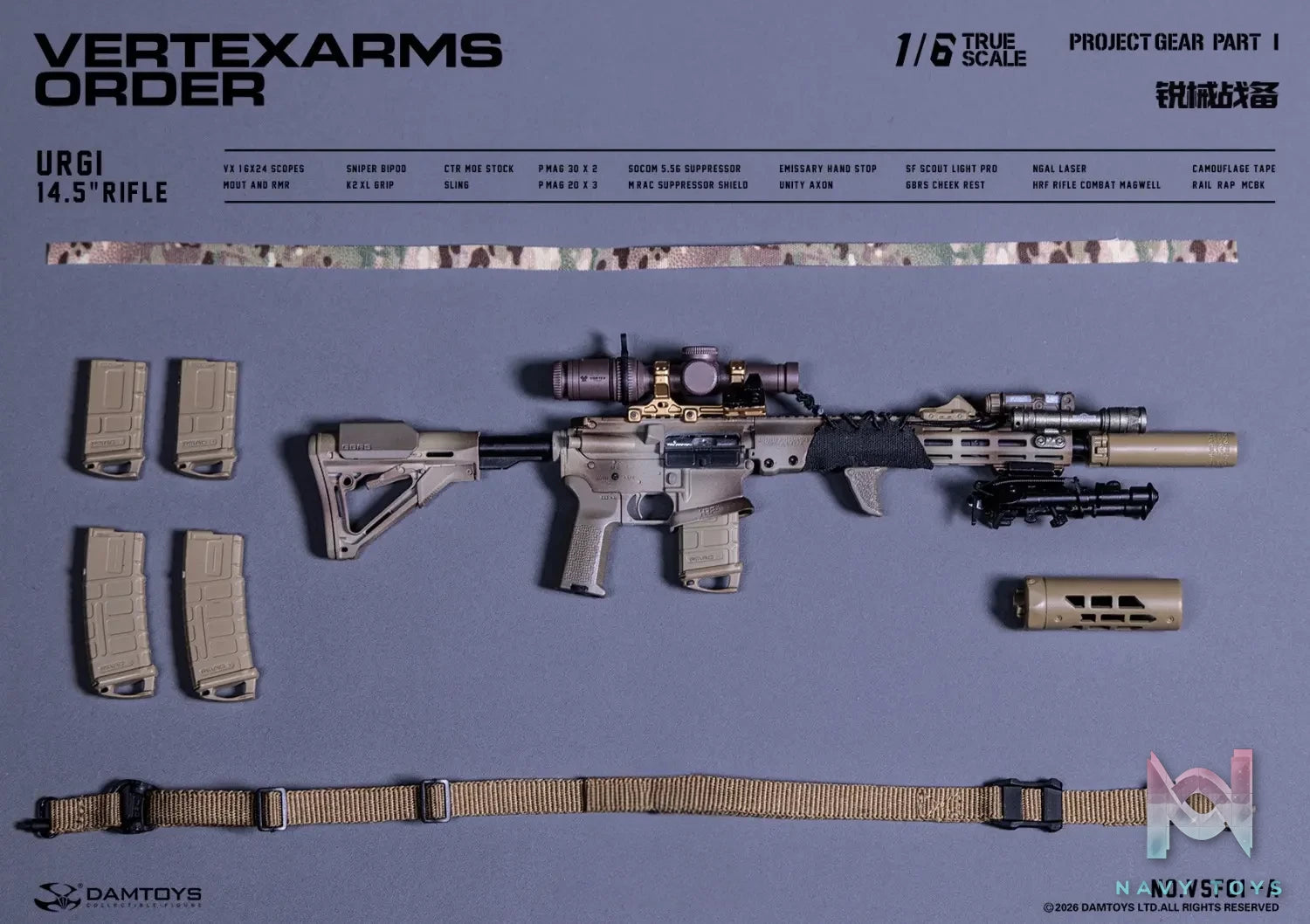 DAMTOYS – 1/6 Sharp Armaments Preparation Weapons Accessory Pack Series 1 VERTEXARMS ORDER SERIES NO.VSF01 (Licensed)