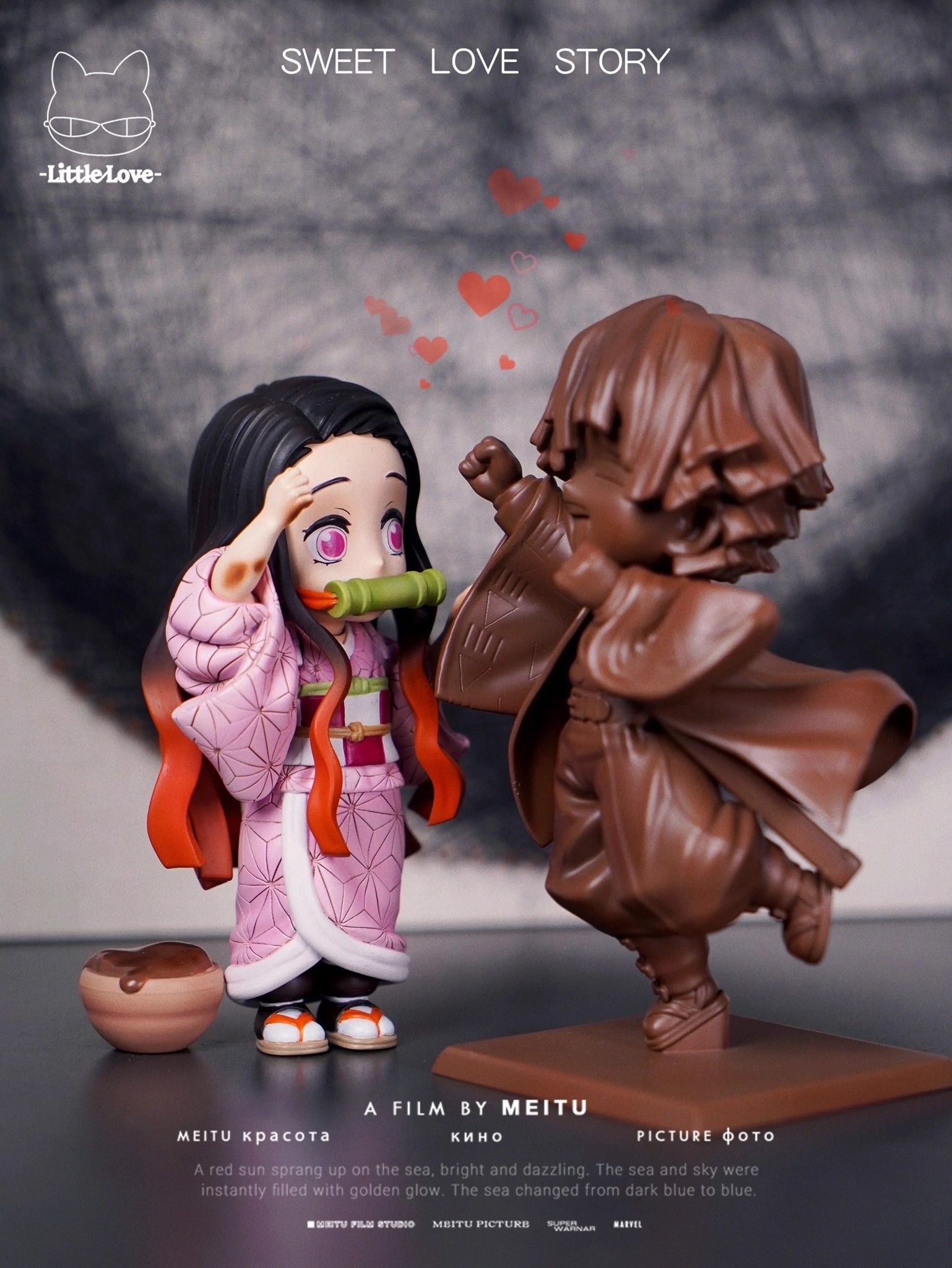 Nezuko & Zenitsu Chocolate resin statue little love studio anime figure