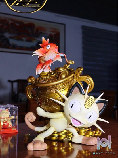 Fortune Cat and Koi Fish - Pokemon - Yuan Bao Studio resin statue Yuan Bao Studio anime figure