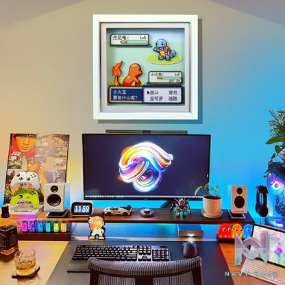 KALA HOME Studio – Charmander vs Squirtle Pokémon Pixel Art 3D Decorative Painting Pokémon