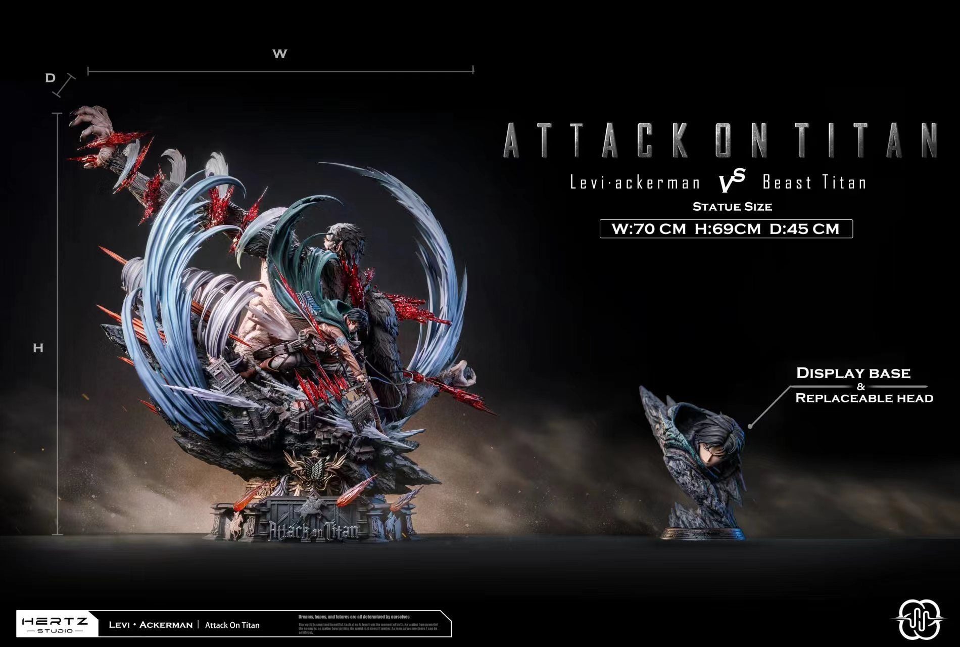 Levi Ackerman vs Beast Titan - Attack On Titan - Hertz Studio resin statue Hertz studio anime figure