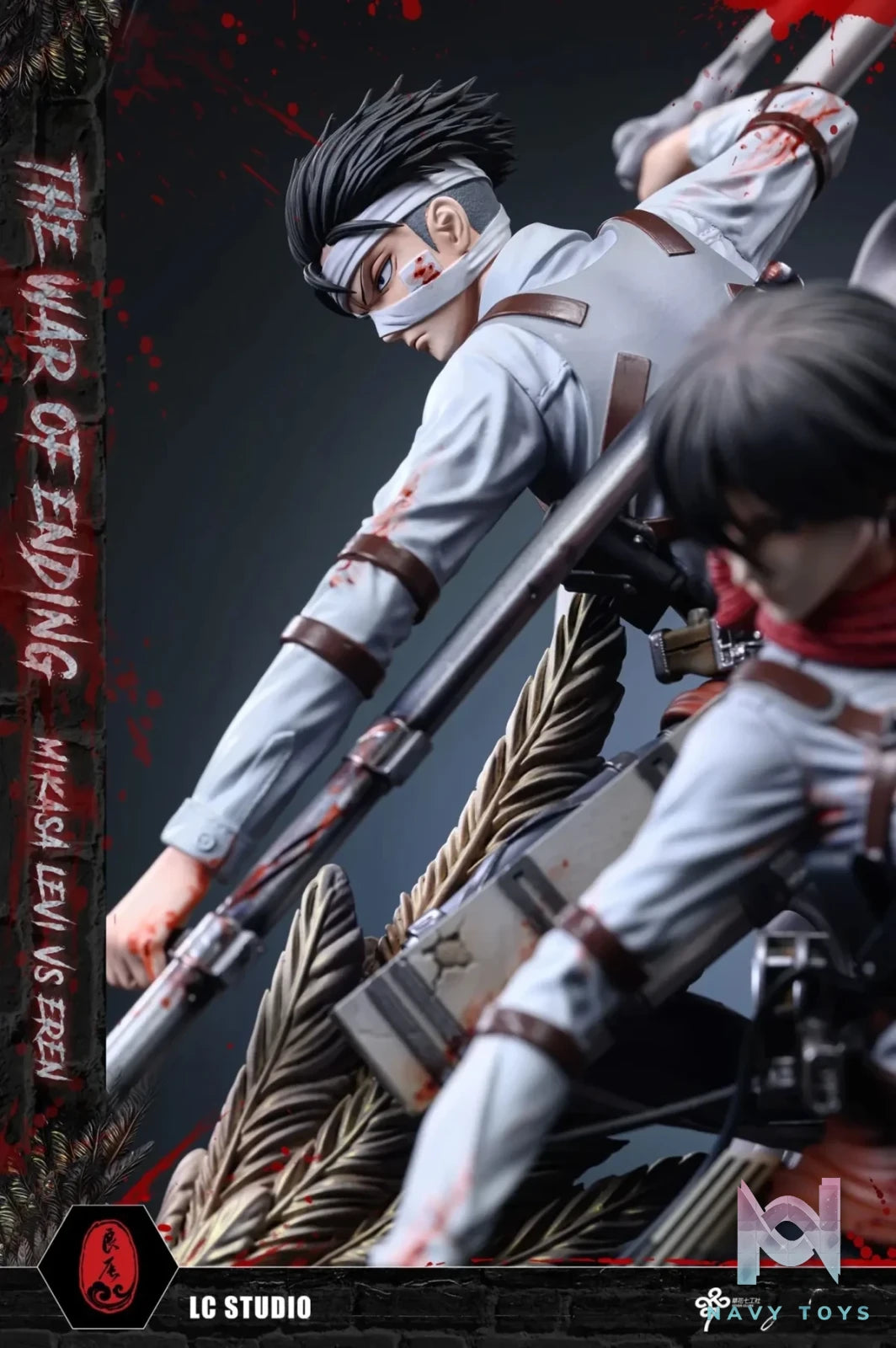 LC Studio - Attack on Titan Mikasa & Levi VS The Founding Titan resin statue Navy Toys anime figure