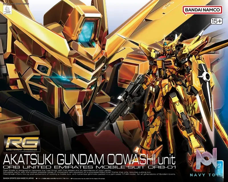 BANDAI SPIRITS – RG 1/144 Akatsuki Gundam (Oowashi Pack) Plastic Model (Licensed)