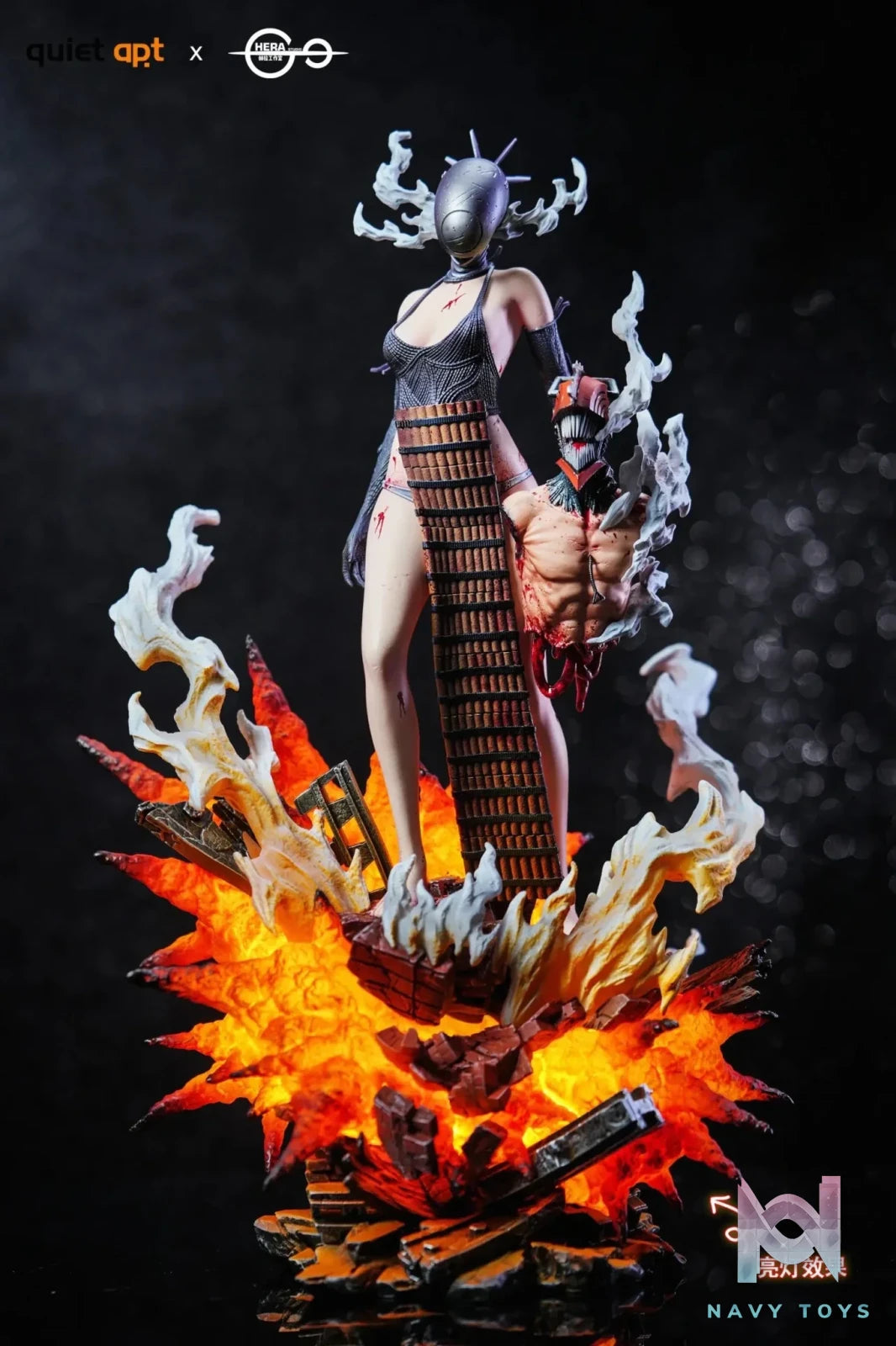 QuietArt Studio & Hera Studio - Chainsaw Man Bomb Demon Bom & Reze & Kiss Busts resin statue Navy Toys anime figure