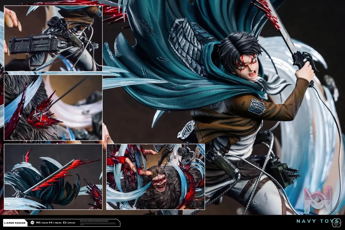 Hertz Studio - Attack on Titan 2.0 Ackerman Levi vs Zeke resin statue Navy Toys anime figure
