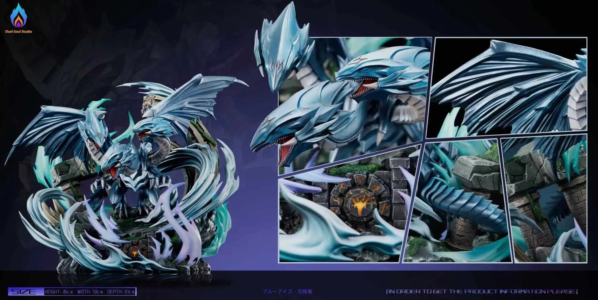 Duel Soul Studio - Yu - Gi - Oh! Blue - Eyes Ultimate Dragon Summoning resin statue Navy Toys anime figure