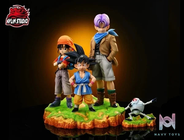 Kylin Studio - Dragon Ball GT trio Son Goku Pan Trunks resin statue Navy Toys anime figure